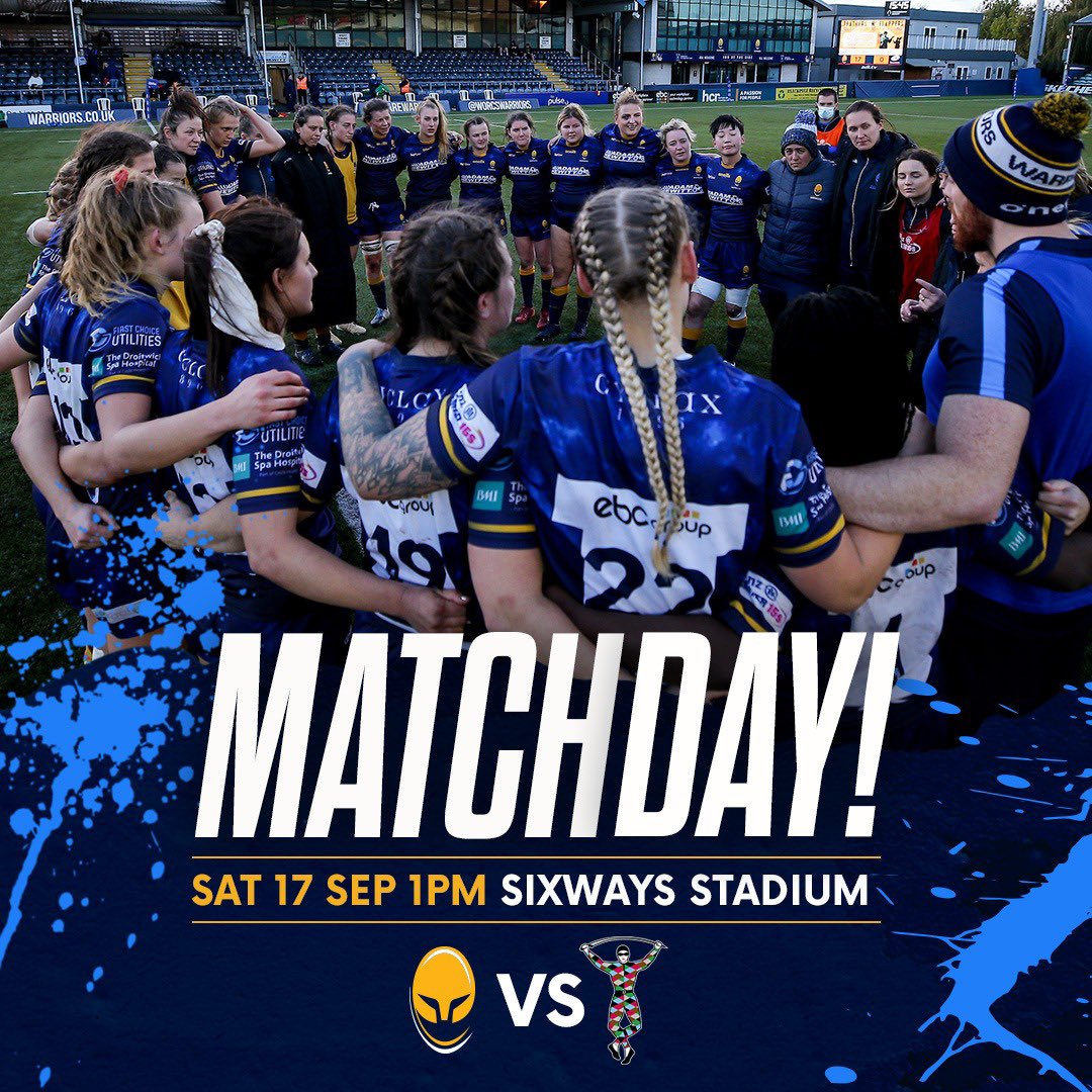 🏟️ 𝗠𝗮𝘁𝗰𝗵𝗱𝗮𝘆 🏟️

🆚 <a href="/HarlequinsWomen/">Harlequins Women 🃏</a> 
📍 WR3 8ZE <a href="/SixwaysStadium/">Sixways Stadium</a> 
⏰ 1pm
🏆 @Premier15s Cup 
🎫 Tickets available to purchase on the gate
🎟️FREE entry for Season Ticket Holders
🅿️ FREE Parking on Site
💷 CASH STADIUM - Food &amp; Drink + Tickets will be Cash Payments Today!