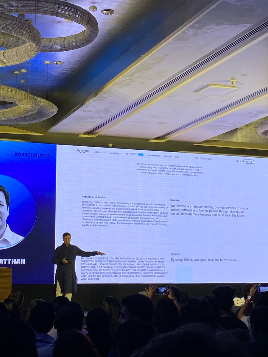 NCResq's tweet image. One of the best talks at @DesignUpConf #DesignUp22 was by @rahulmatthan on “Privacy by Design” where as a lawyer he  talked about how designers can help people understand terms &amp;amp; conditions, give informed consent, limit purpose of data use, &amp;amp; control how long data is retained