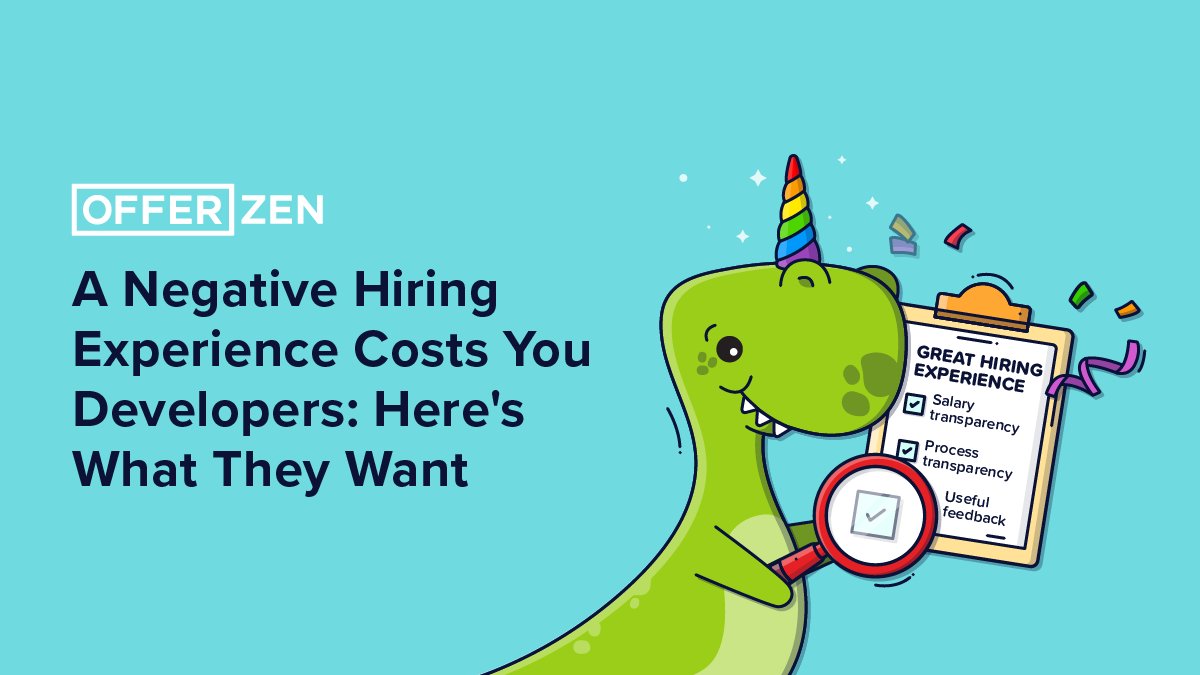 OfferZen's tweet photo. According to our #SADevNationReport, most developers have discontinued a hiring process after a negative experience. Here's what to avoid to make sure you hang on to top candidates. ๐ช https://t.co/2poxDHrtQn https://t.co/Q42zPQhZtT