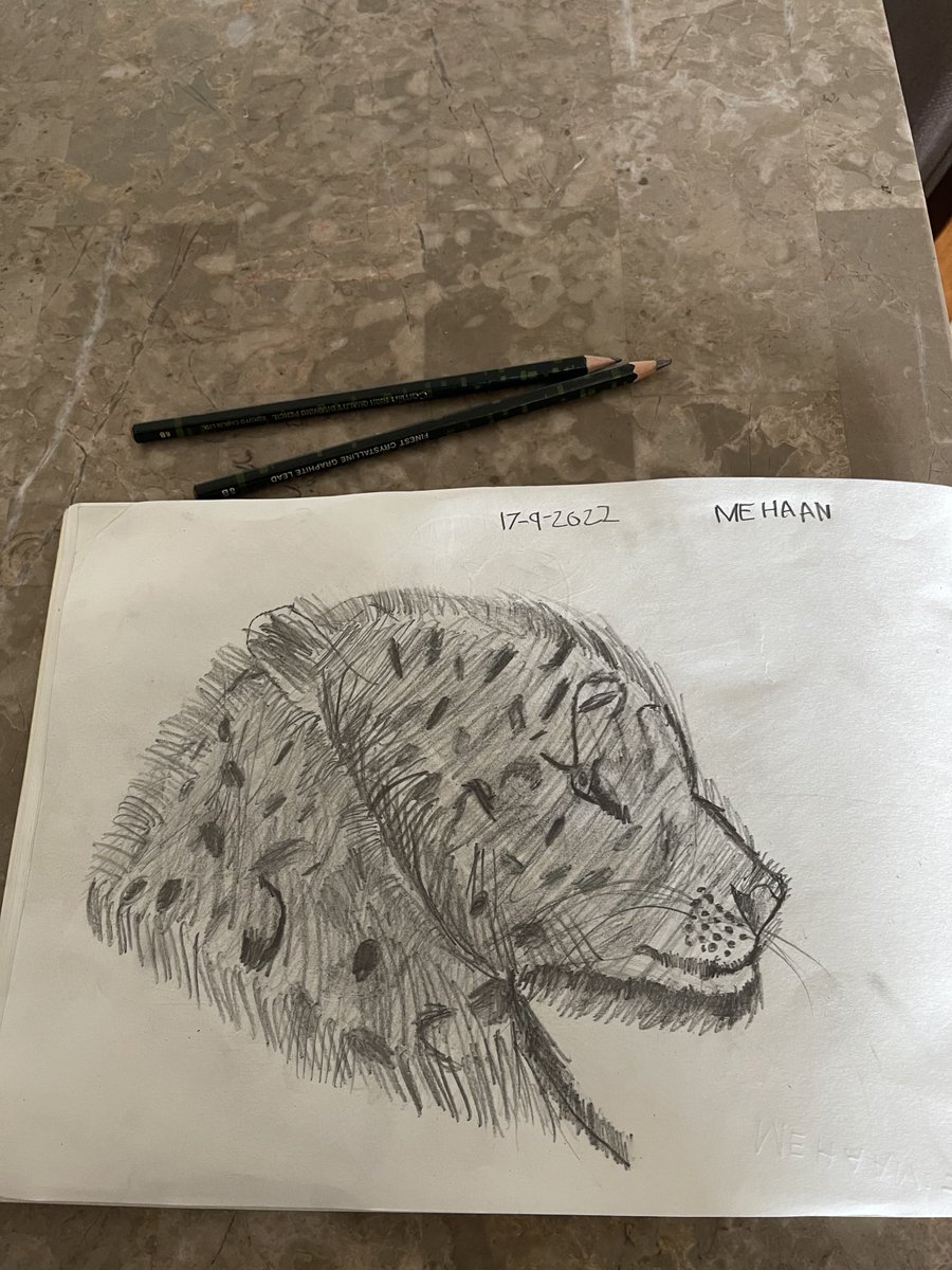 On the day the cheetah returns to India my son Mehaan proudly sketches a cheetah 🐆😍 ⁦<a href="/narendramodi/">Narendra Modi</a>⁩ ⁦<a href="/PMOIndia/">PMO India</a>⁩