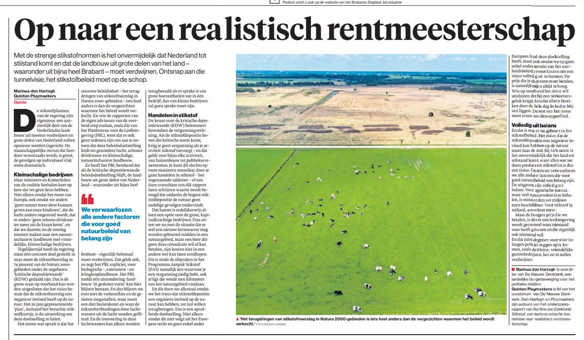 NieuweDenktank's tweet photo. Auteurs #stikstof rapport DND vandaag in @brabantsdagblad: "We verwaarlozen alle andere factoren die voor goed natuurbeleid van belang zijn" Meer weten over het onderzoeksrapport? https://t.co/PRzJlt77uG Lees hier het opiniestuk: https://t.co/G1OS8eSGcl @tubantia @ADnl https://t.co/wXFEPSPYdZ