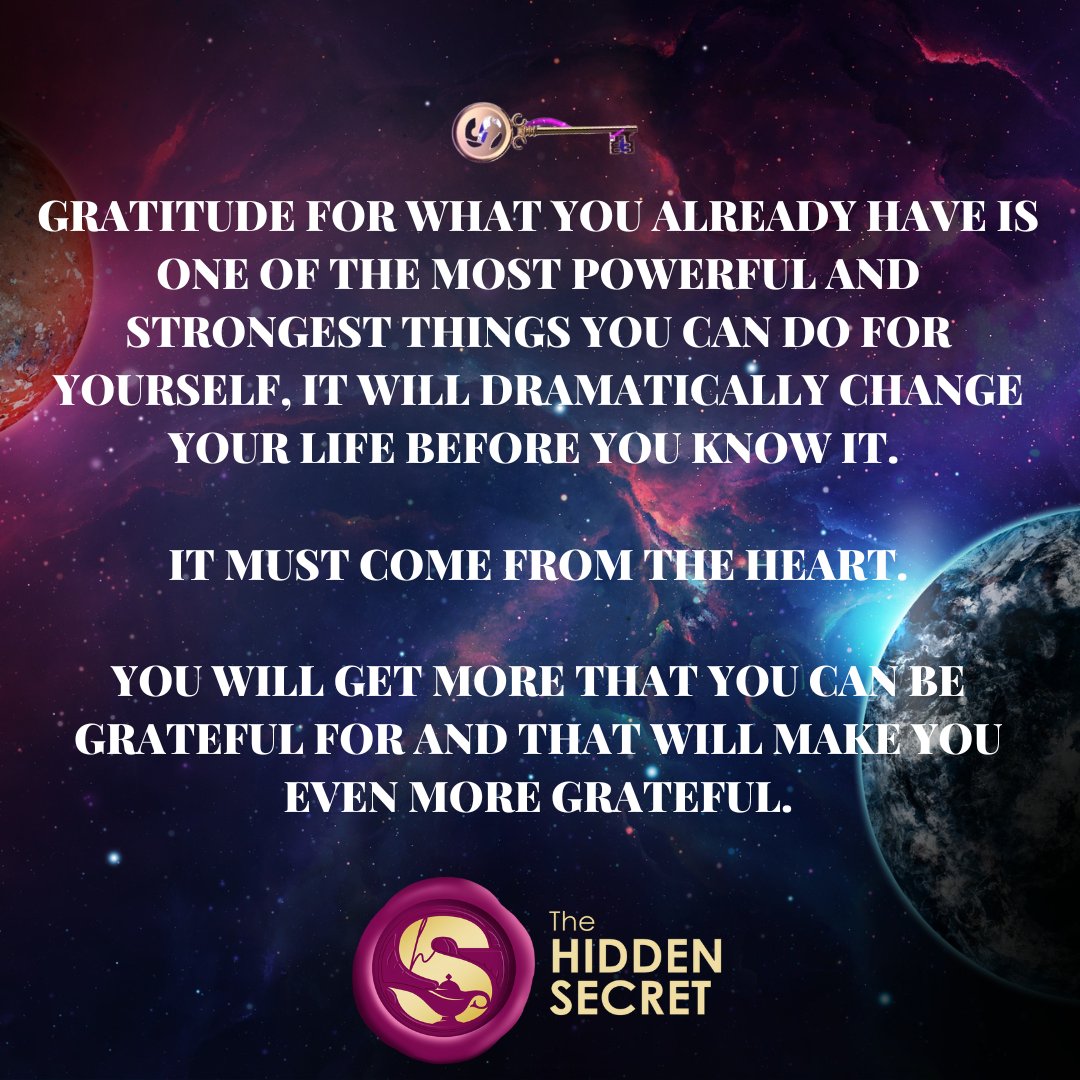 Start the day by writing down 10 things you're grateful for having in your life on a piece of paper. Ev. combine it with something you have and something that you want and write it in present form (IMPORTANT)

"I am so happy and grateful "now" That:"

#THS #NFT #grateful #change