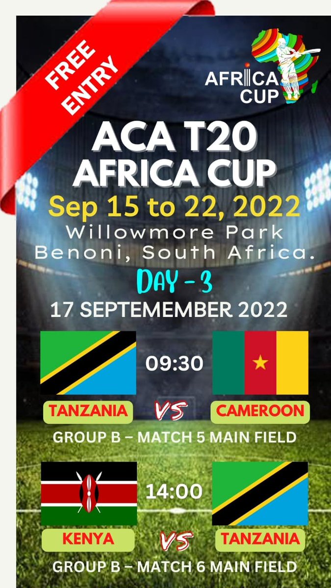 Day3 of #AfricaCup with <a href="/CricketKenya/">Cricket Kenya</a> battling it out with Tanzania now live on <a href="/SuperSportTV/">SuperSport 🏆</a> C208 <a href="/OfficialCSA/">Proteas Men</a> <a href="/ICC/">ICC</a>