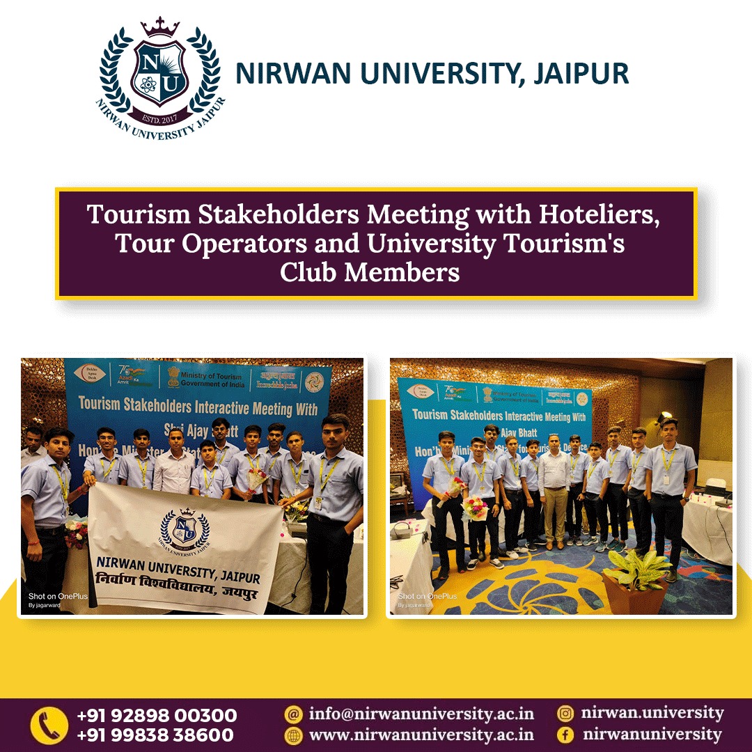 nirwanuniv's tweet photo. Tourism Stakeholders Interactive Meeting held on 12th September, 2022 at Hotel Holiday Inn Jaipur organized by Ministry of Tourism.

#Tourism #TourismStakeholders #NICETY #Toursandtravels #TourismIndustry #TourismOperators #NirwanUniversityJaipur #Nirwan #NUJ #University https://t.co/6YrSARGlCJ