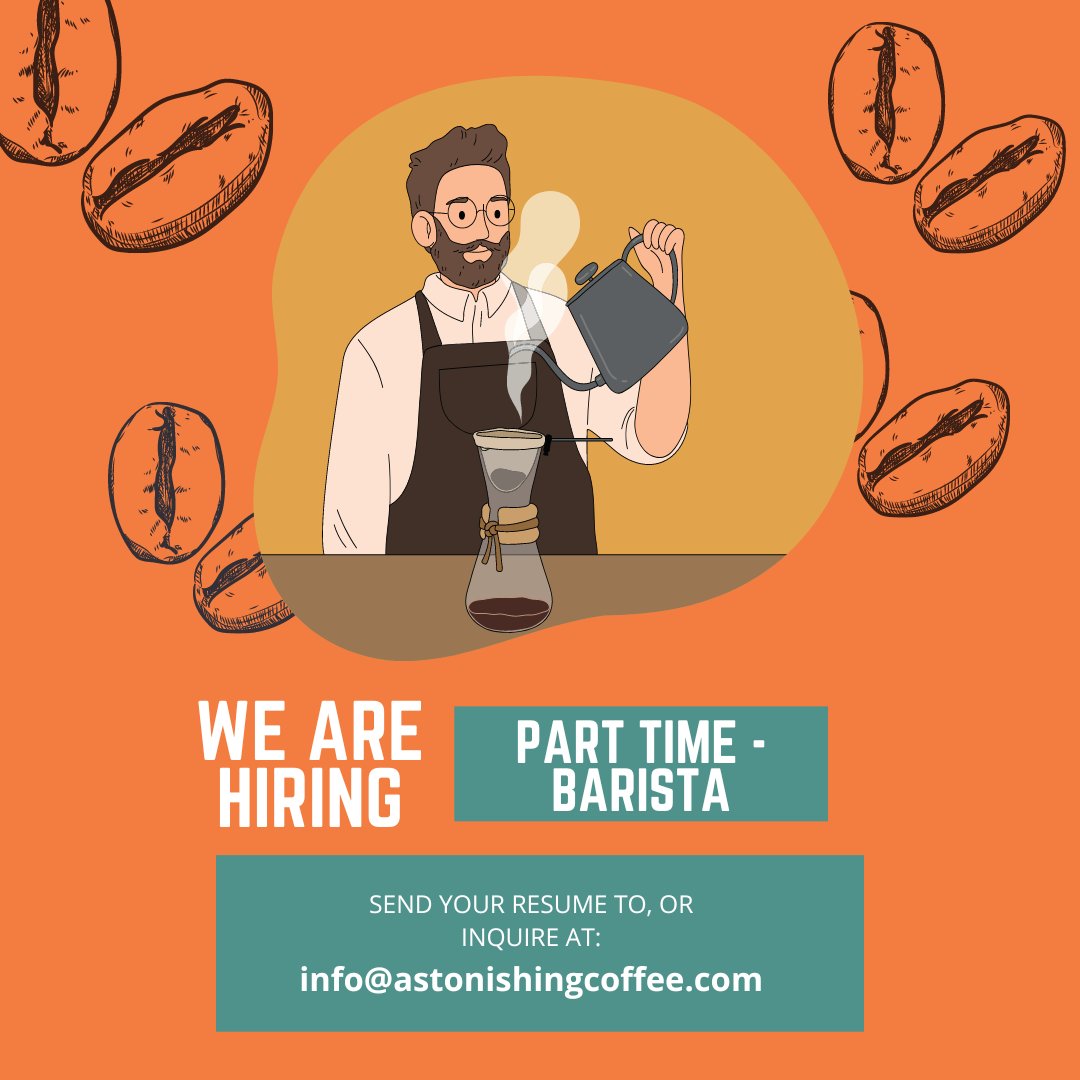 AstonishingCC's tweet photo. Attention Spring Branch and Houston community! We are are looking for a part time barista for our morning shifts to grow our team. No experience required, we will teach you everything! Hours are flexible!
#springbranchdistrict
#coffee
#cafe
#houston
#nowhiringhouston
#nowhiring https://t.co/1WV3eubRGO