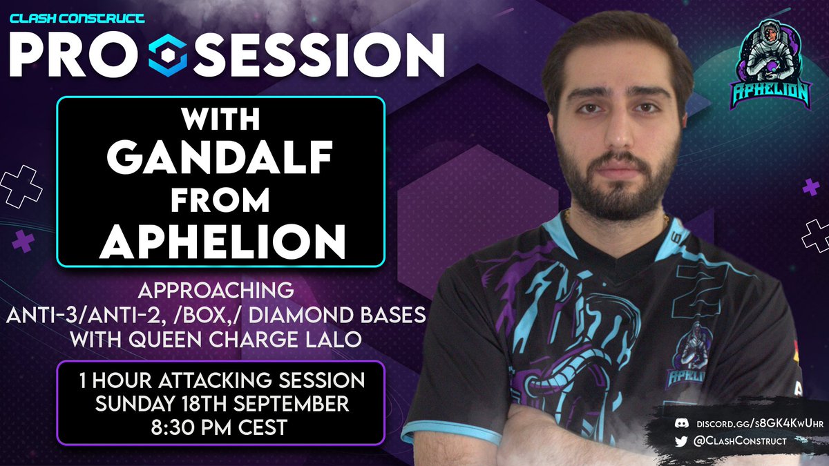 🔊┃We are excited to announce a free attacking session from one of professional player in community from <a href="/AphelionCOC/">Aphelion Clash of Clans</a> . 

⚔️┃Get 1 Hour free Queen Charge Lalo session from <a href="/Gandalf__coc/">Gandalf</a> on Sunday 18th September at 8:30 Pm CEST. 

Join Discord Server Now!