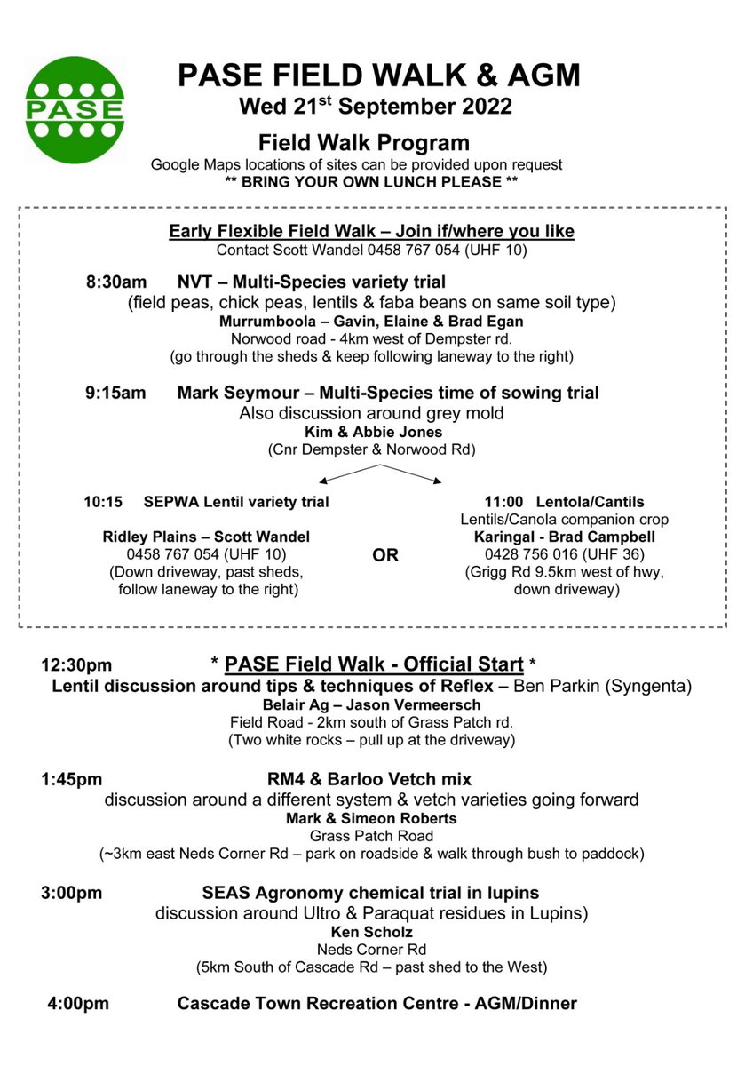 This  Wednesday 21st, PASE Field day and AGM. Should be a great day, see you there