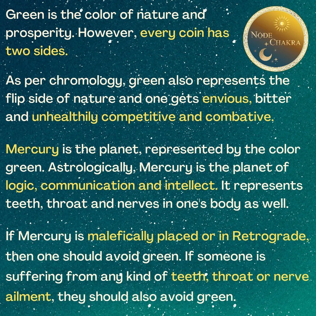 NodeChakra's tweet photo. Why is it a good idea to avoid the color green sometimes?
.
For an in-depth analysis of your horoscope, Book your sessions through Whatsapp at : (+91) 9171819-123.
.
#mercury #retrograde #gemini #virgo #color #green #rainbow
#astrology #vedic #horoscope #Karma #nodechakra https://t.co/6V1bmxZwRP