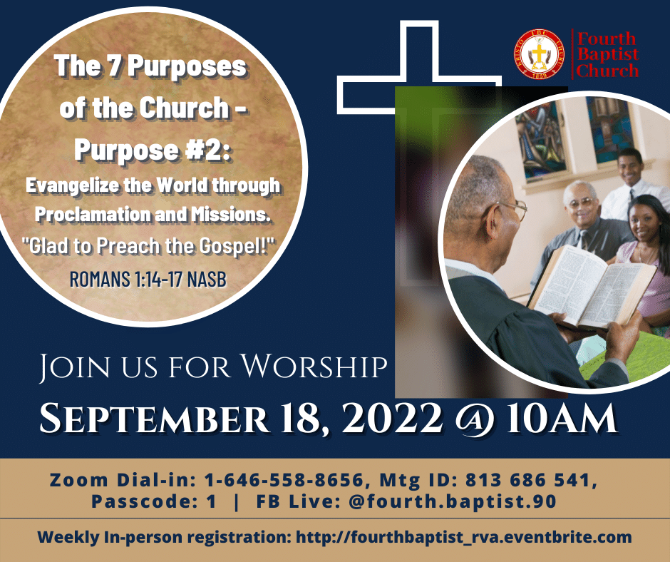 FourthBaptist's tweet photo. After a glorious Homecoming and Revival Week, Pastor Jackson gets back to his Sermon Series with "Glad to Preach the Gospel!" Join Us! https://t.co/NryiDEeeES