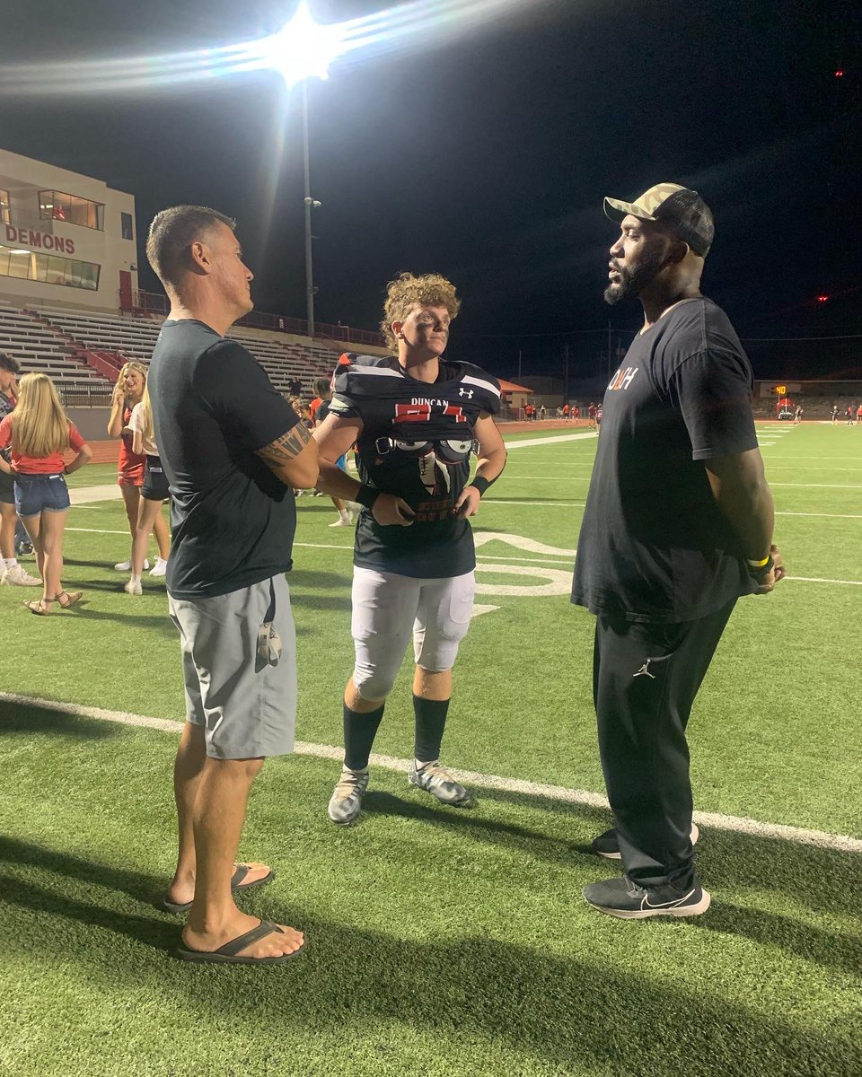 QB Impact (@qbimpact) on Twitter photo Coaches, <a href="/CoachGeorge5/">Tom George</a> and <a href="/MahalaWiggins/">Mahala Wiggins</a> in Duncan, Oklahoma supporting #24 <a href="/BruehlPreston/">Preston Bruehl</a> on a beautiful Friday night. Hard working, he’s a grinder, plays every single down doesn’t leave the field. It was great to see him work!! #LB #RB Coaches, <a href="/CoachGeorge5/">Tom George</a> and <a href="/MahalaWiggins/">Mahala Wiggins</a> in Duncan, Oklahoma supporting #24 <a href="/BruehlPreston/">Preston Bruehl</a> on a beautiful Friday night. Hard working, he’s a grinder, plays every single down doesn’t leave the field. It was great to see him work!! #LB #RB