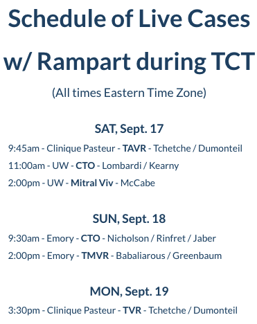 Schedule of Live Cases with Rampart at #TCT2022.