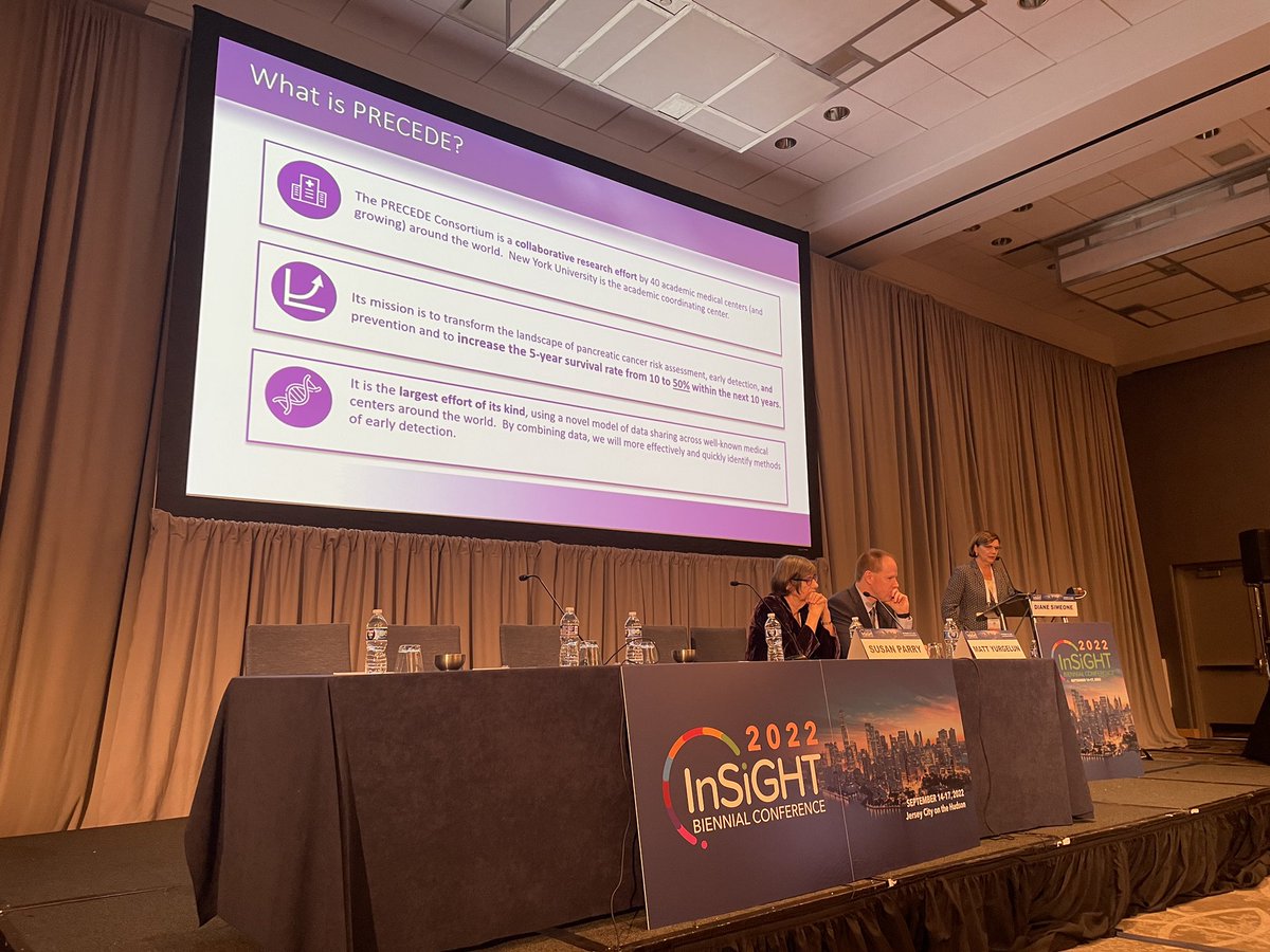 MadameSurgeon's tweet photo. Honor to speak with colleagues Randy Brand and Kim Reiss-Binder at the Insight2022 Conference on Heritable Cancers. Important attention now being directed to pancreatic cancer. #PancreaticCancer #Insight2022 #earlydetection #PerlmutterCancerCenter https://t.co/cyRFTd4ytM