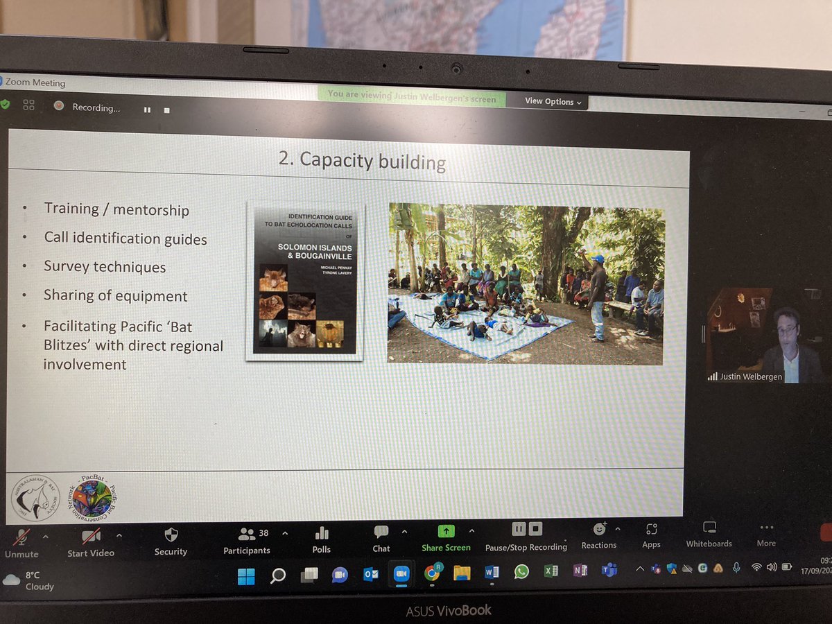 bats_w_borders's tweet image. Talk 1 - Prof @JustinWelbergen kicks off our 8 talks, talking about the @AusBats and #PacBat - Pacific Bat Conservation Network 🦇 #communityengagement #communityinvolvememt #batblitz
