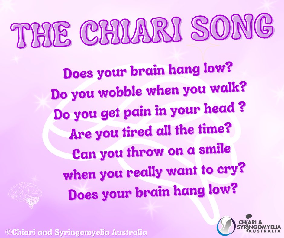 chiariaustralia's tweet photo. The Chiari Song! 
©️Chiari and Syringomyelia Australia

#chiari #chiarimalfornation #chiariawareness #arnoldchiari #cmsmaus https://t.co/RgNvptG7Pw