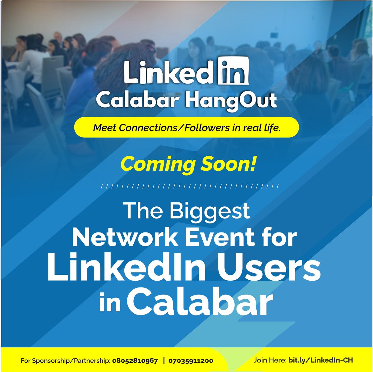 AgnesBassey6's tweet photo. 1st CALABAR LINKEDIN HANGOUT.

💃 *Calabar LinkedIn Hangout happening November, 26th*💃

👉 Must you be there? 

The answer is Yes.

And you will never regret being there. Welcome!

*Here's the link*
https://t.co/LPCEkc35fU https://t.co/9nsUuTg5B9