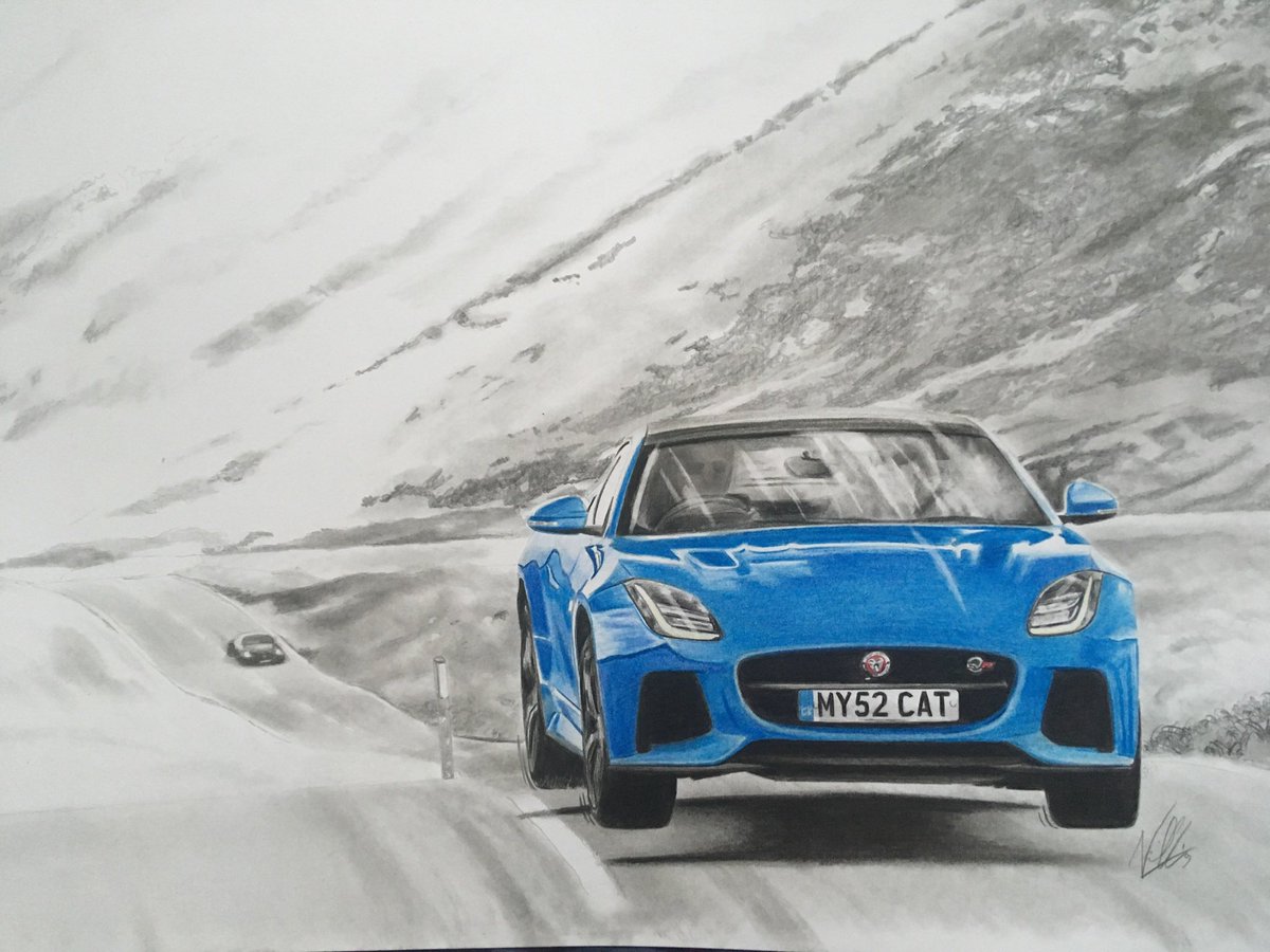 NGAutoArt's tweet photo. Leap for joy, it’s #Caturday
#Jaguar #FTypeR #JaguarFType #cardrawing #carart #pencildrawing https://t.co/F5AwVCZc00