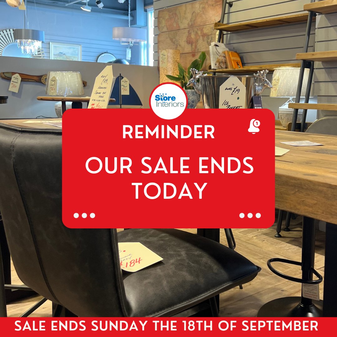 Store_Interiors's tweet photo. ‼️ OUR SALE ENDS TODAY ‼️
This is your last day to shop our summer sale, don't miss out on the last of our price cuts 🎉 https://t.co/T0yUd0yQ1j