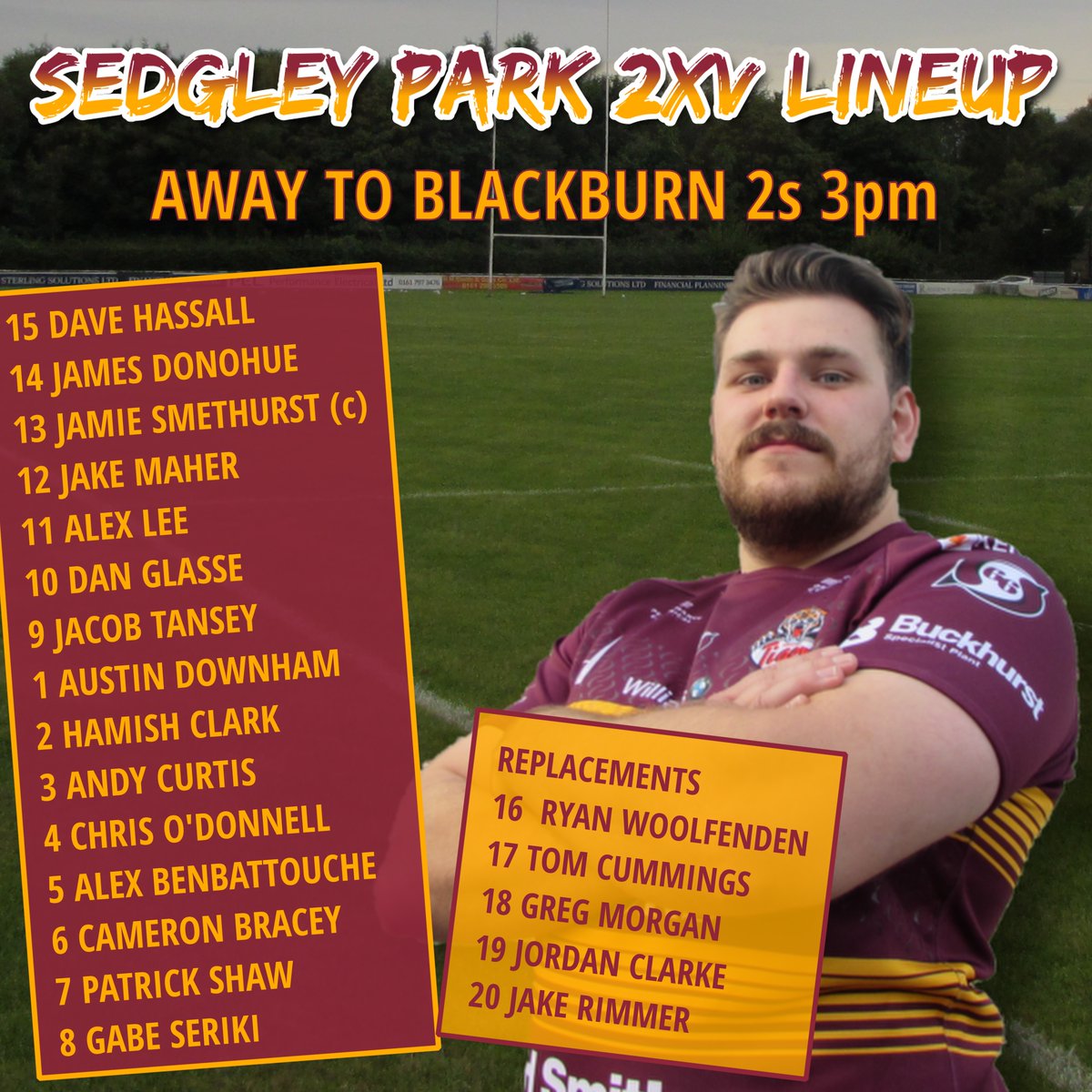 Sedgley Park Tigers (@sedgleytigers) on Twitter photo The <a href="/Sedgleytigers2s/">Sedgley Park 2nd XV</a> are away to Blackburn 2s this afternoon. Here is how the team lines up. Go well lads! πππ #BeATiger The <a href="/Sedgleytigers2s/">Sedgley Park 2nd XV</a> are away to Blackburn 2s this afternoon. Here is how the team lines up. Go well lads! πππ #BeATiger