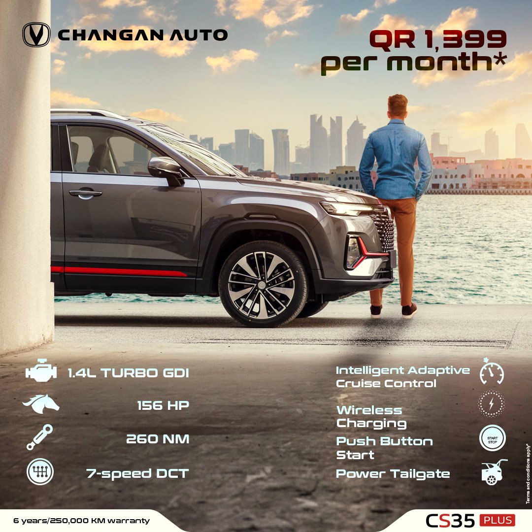 ChanganQatar's tweet photo. Make the most of your day with the #CS35Plus SUV; take advantage of our #BackToSchool offer and get tons of freebies and hassle-free ownership!

#changan #changanqatar #SUV #testdrive #BTpromo #offers #promotion https://t.co/enWVXCNdGY