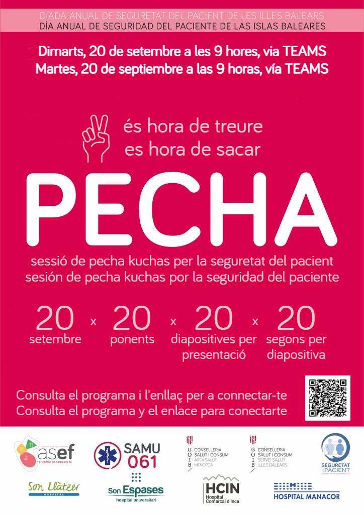AsefSegpac's tweet photo. farmacéuticos de ⁦@asef_ibsalut⁩ ⁦@SonEspases⁩ y ⁦@apmallorca⁩ participarán en la sesión de pecha kuchas por la seguridad del paciente el martes 20/09 vía TEAMS. estáis todos invitados!  #sefh22 #SeguridadPacienteFH ⁦@sefh_⁩ https://t.co/7QLdyLLKNt