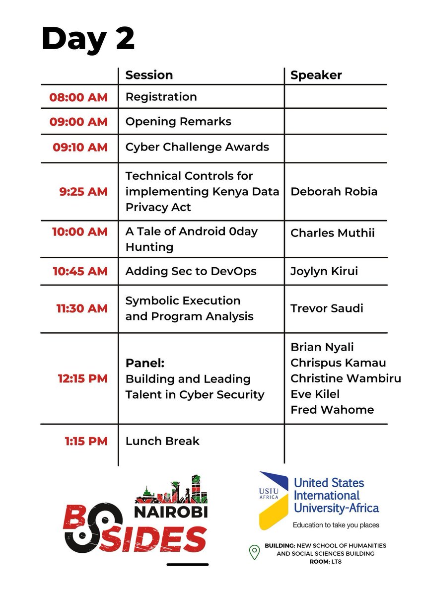 MysticScripter's tweet image. Missed out on Day 1 of #BSidesNairobiCon2022, but then here is Day 2. Fully packed and rolling. @BSidesNairobi