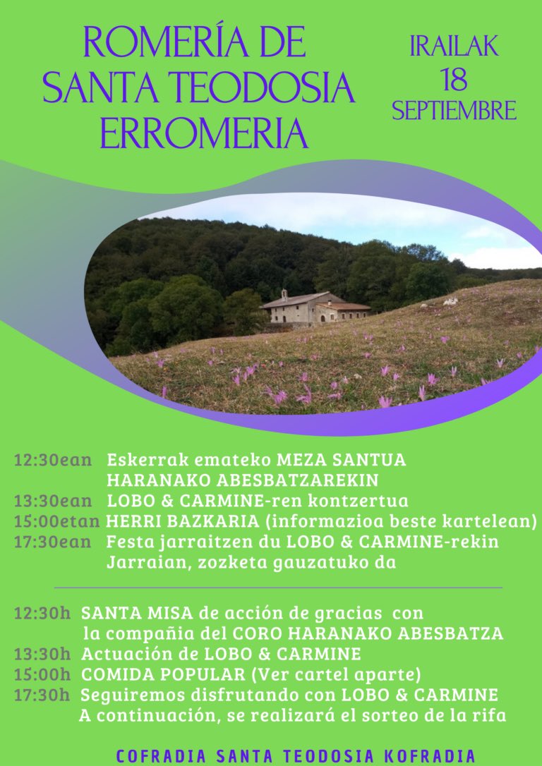 MendialdeaRadio's tweet photo. 𝐝𝐨𝐦𝐢𝐧𝐠𝐨-𝟏𝟖-𝐢𝐠𝐚𝐧𝐝𝐞𝐚
🎒🚴♂️‘Bide berdearen eguna’ - ruta guiada - #Maeztu #Antoñana #Acedo
💒 ‘Romería a Santa Teodosia’
🏍 ‘Trial de clásicas’ - motos - #Maeztu https://t.co/2VvYhZVRlp