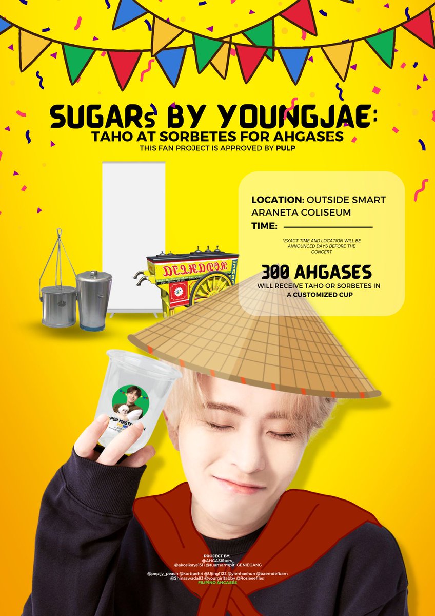 AHGASISters_'s tweet photo. [SUGARs BY YOUNGJAE:
TAHO AT SORBETES FOR AHGASES]

Taho~ Taho~ 
Clink 🔔 Clink 🔔🍦

Not only Ahgases will receive taho and sorbetes, but also our sunshine YOUNGJAE 😱

#YoungjaeInKPM2 
#KPM2InManila 
#KpopMasterz2inManila 
@GOTYJ_Ars_Vita @pulpliveworld @happeehour https://t.co/ihxWicFnSF