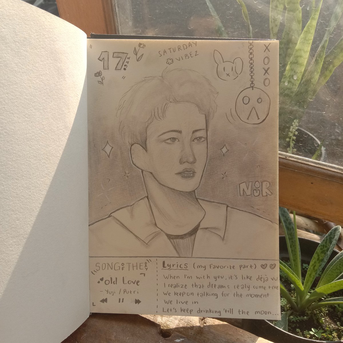 nourthings's tweet image. Today's drawing 🌷🎶✏️🐇☀️