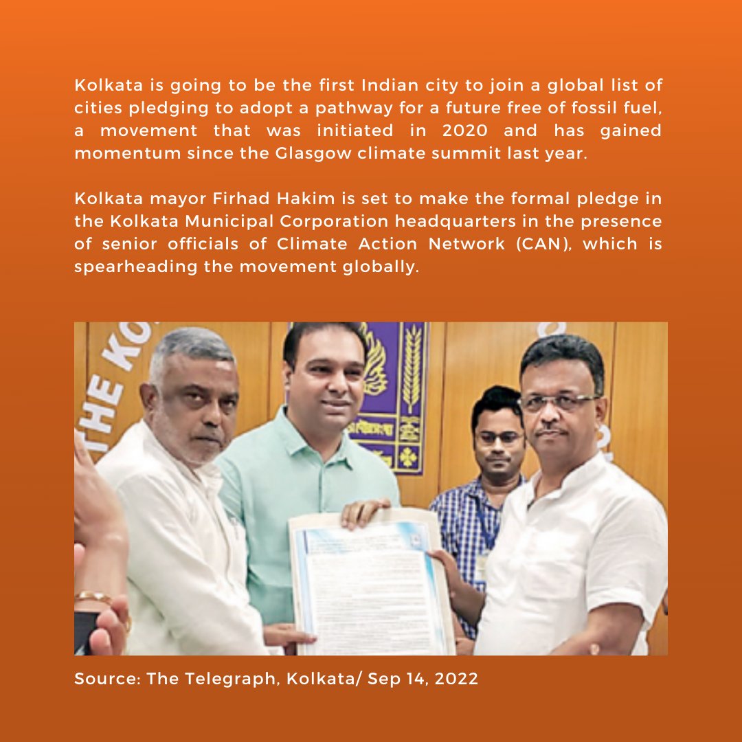 SwitchONIndia's tweet photo. 📢 News Alert 

#Kolkata becomes the first Indian city to join a global group that aims to make the future #FossilFuelFree.

Read more: https://t.co/LDGCJzTh9i

#India #Kolkata #FossilFuel #CarbonEmission #ClimateChange #Environment #DailyNews #NewsAlert #ClimateActionNetwork https://t.co/1FIEaaEH8Q