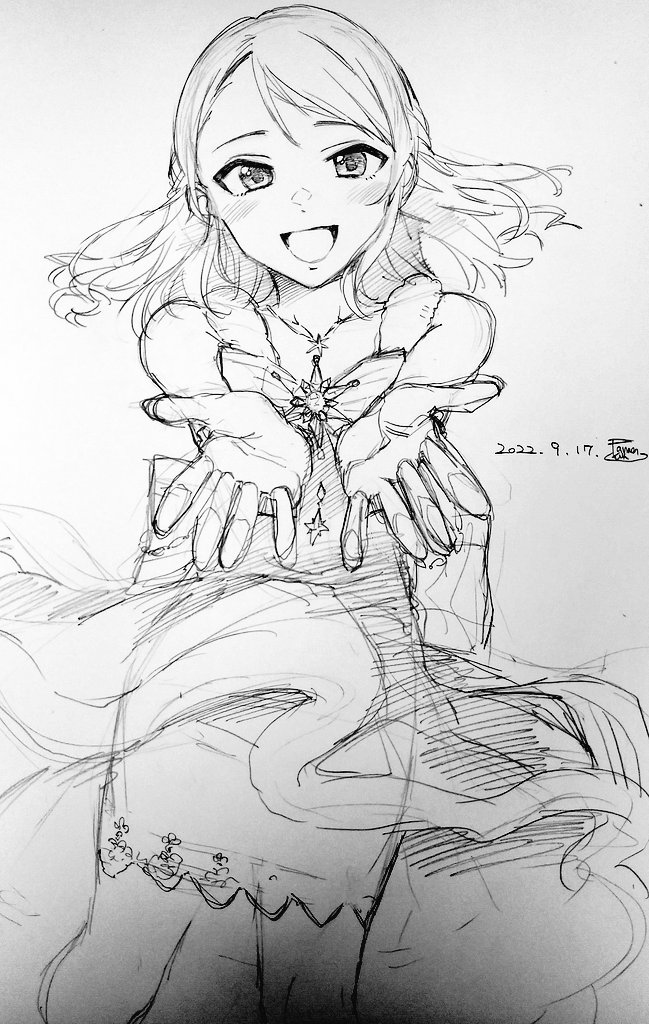 休憩時間のアレに加蓮を描きました。お手々、難。 