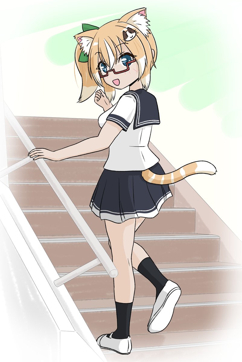 「<今日は寝転ばないんだね!<はい!(角度次第では見えますから#創作 」|ゆーきしぐまのイラスト
