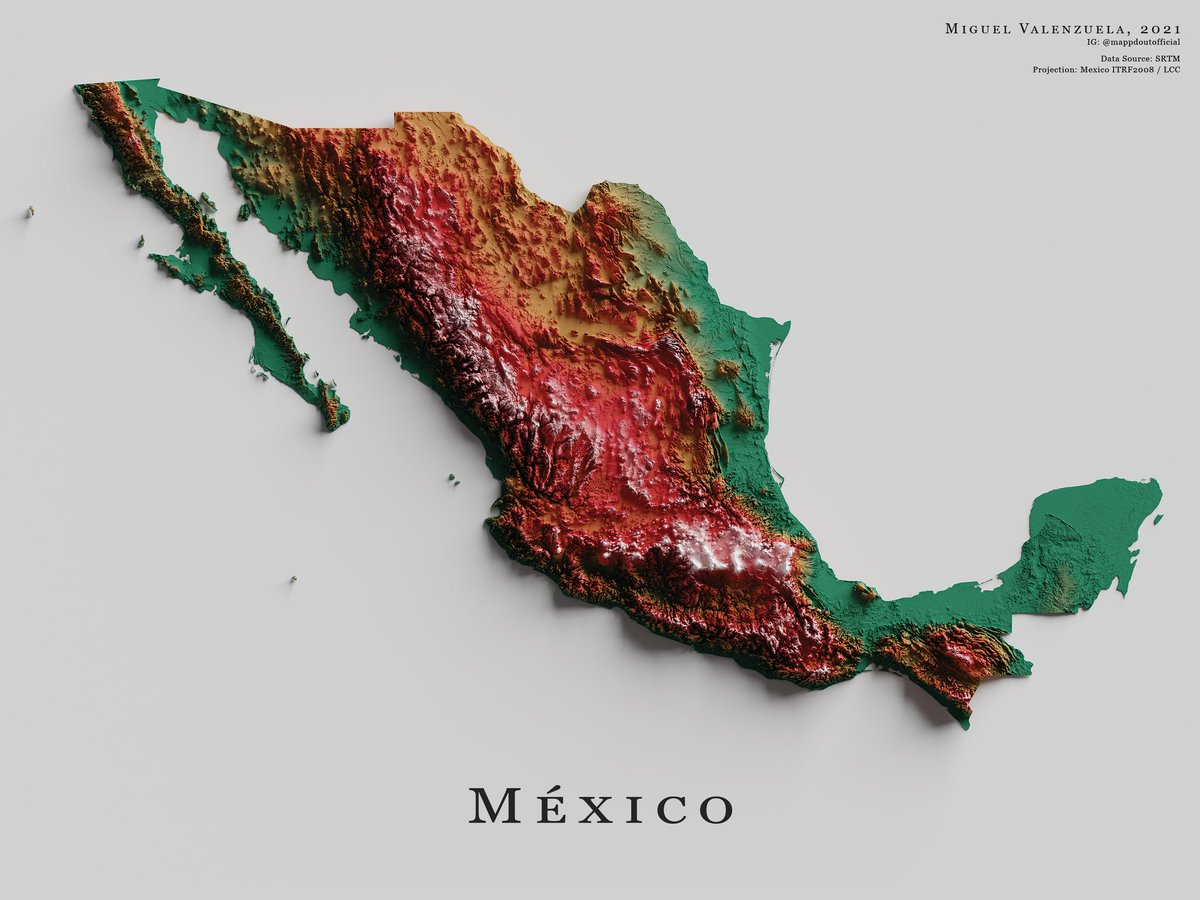 The topography of Mexico.