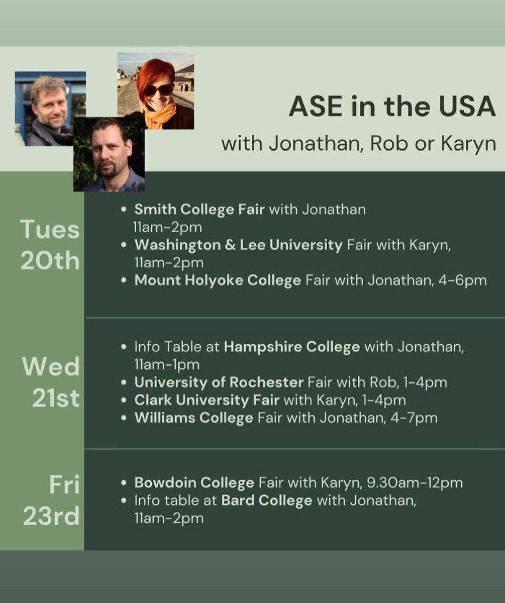 StudyAbroadBath's tweet photo. ASE is back on the road for Autumn Study Abroad Fairs at US colleges! Save the schedule and follow along on our Instagram stories @studyabroadbath https://t.co/MhVVwyLnVG