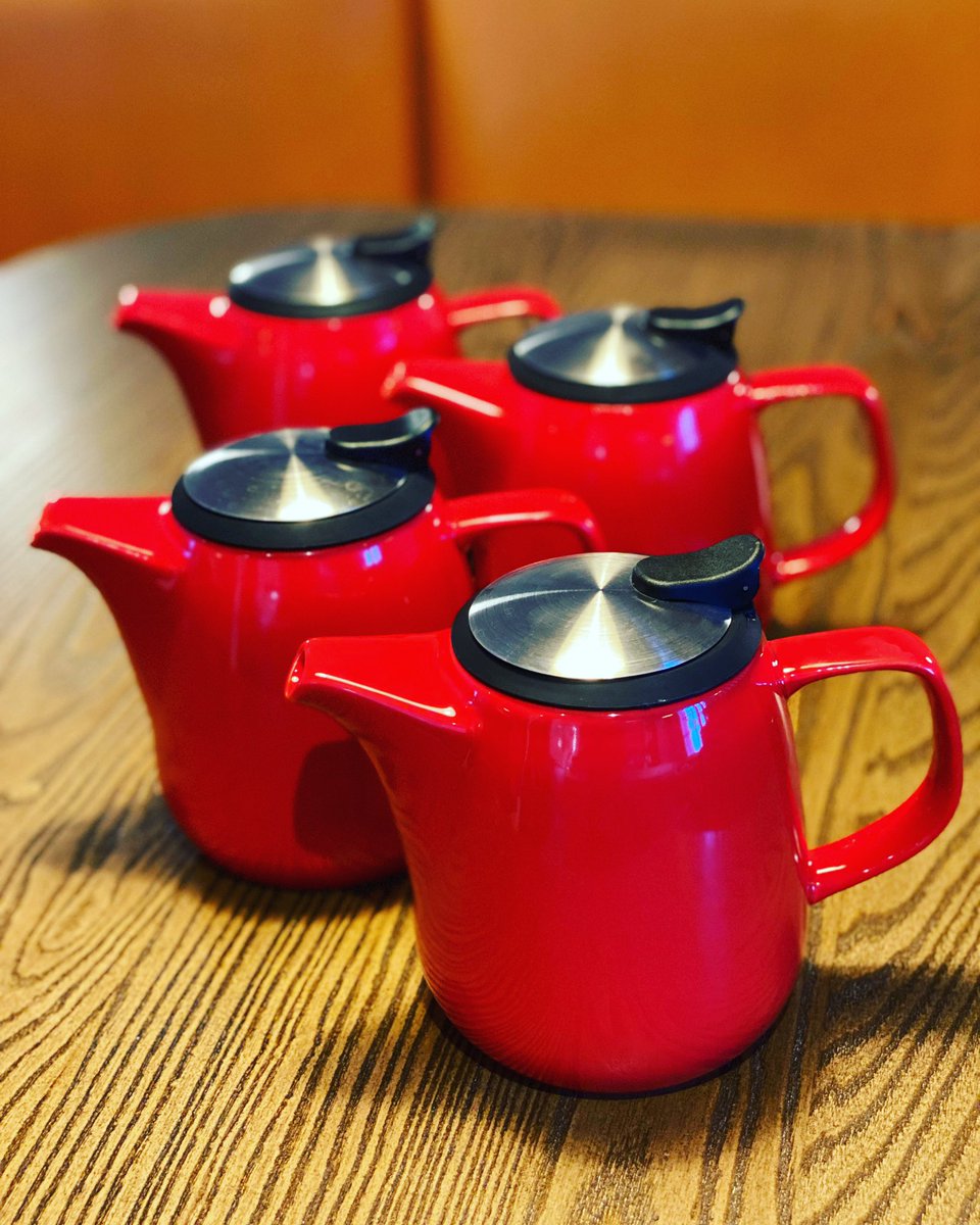 Giacopazzis's tweet photo. Our new teapots are a brilliant colour pop of red amongst our signature blue & white #teafortwo #red #fishtea #diningin #details #new #giacopazzisfishandchips #giacopazzisofeyemouth https://t.co/294t4EfFG7