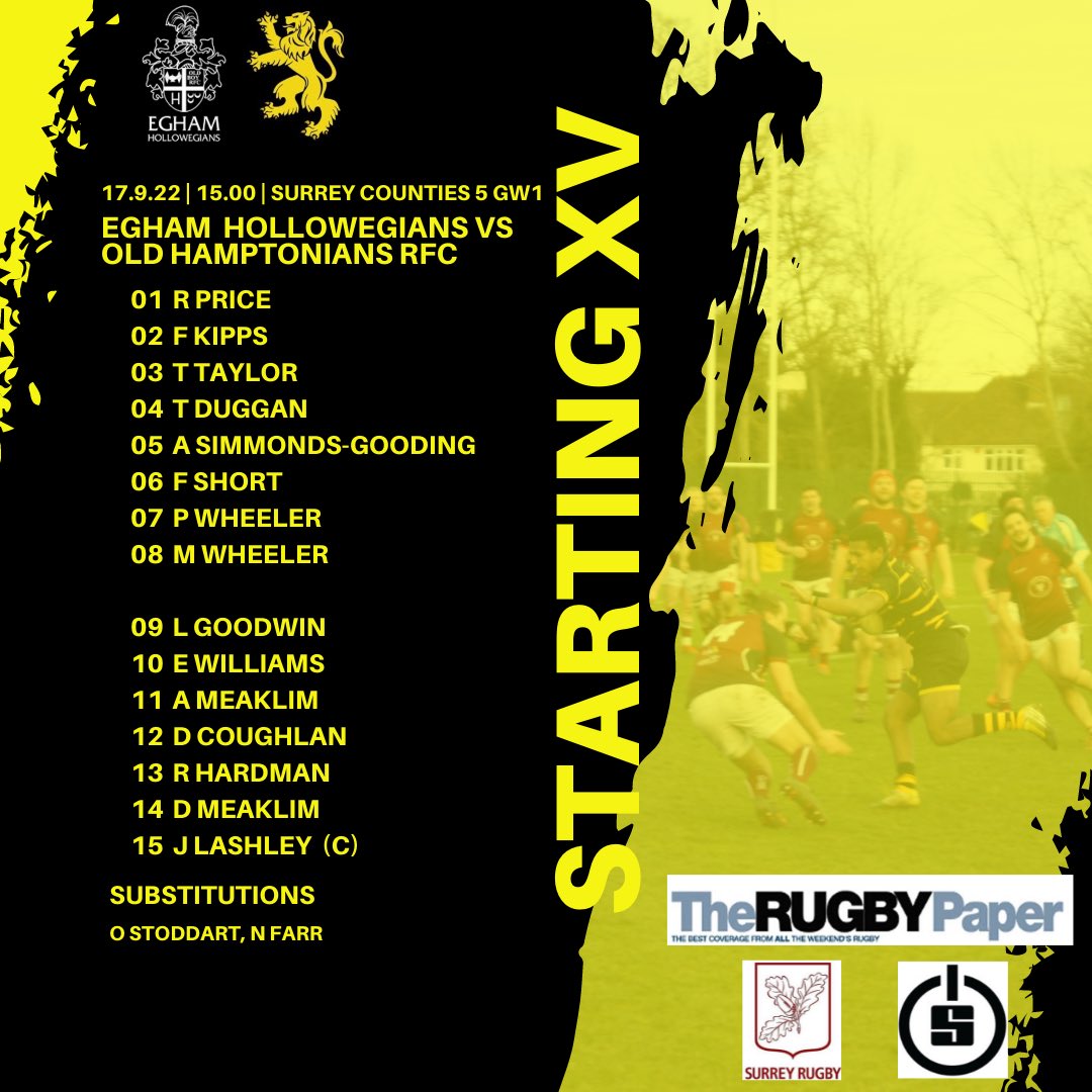 HamptoniansRFC's tweet photo. 🚨GAMEDAY 1🚨
Debuts for Alfie Simmonds-Gooding, Dan Coughlan and Olly Stoddart as Jamie Lashley skippers the side for the opening round of action in the newly-restructured Surrey Counties 5 League https://t.co/xjrf7IIjfS