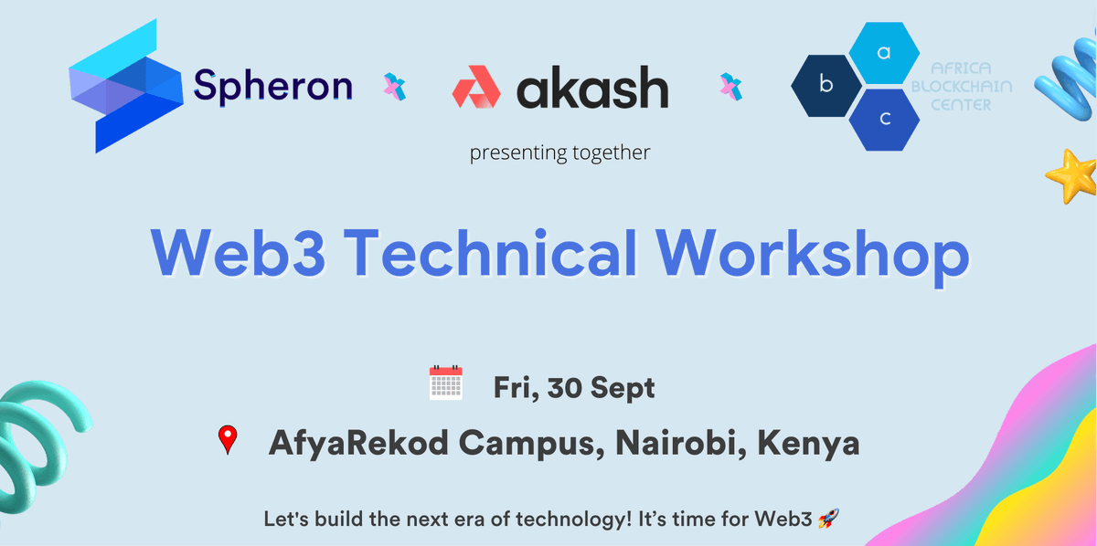 Don't be left out!! book a seat in the @SpheronHQ @akashnet_ workshop. Learn how to #decloud your App cc @theabcafrica @SpaceyaTech #Web3 #web3community lu.ma/80ri6bzg