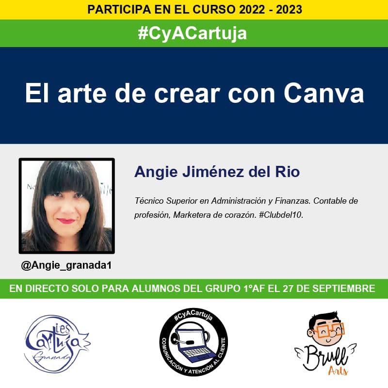 Quien mejor para enseñar el arte de Canva que una gran profesional y mejor persona ⁦<a href="/Angie_granada1/">Angie Jimenez</a>⁩ deseando verte #CyACartuja