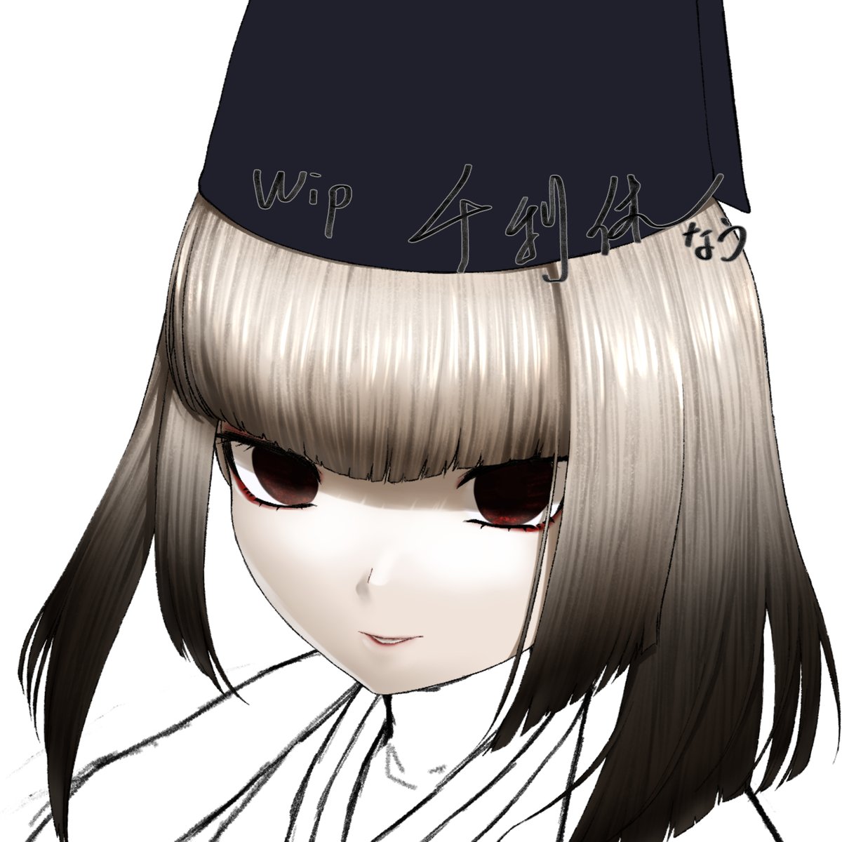 1girl solo gradient hair bangs white background hat blunt bangs  illustration images