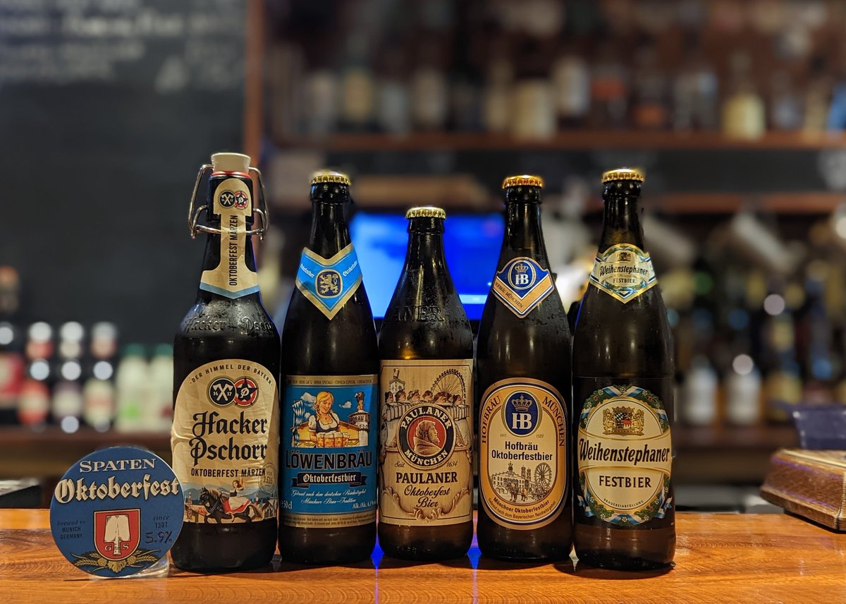 Today marks the start of Oktoberfest, but you don't have to travel to Munich to celebrate it, we've got you covered.

We're serving Spaten Oktoberfest on draught, as well as bottles from Hacker-Pschorr, Lowenbrau, Paulaner, Hofbrau and Weihenstephaner!

Prost! 🍻🇩🇪🥨