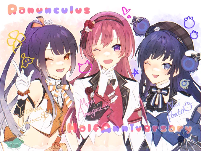ハーフアニバ#らなきゅら新衣装リレー #Yotsuh_Art #むにゃーと #ぽんとれーと 