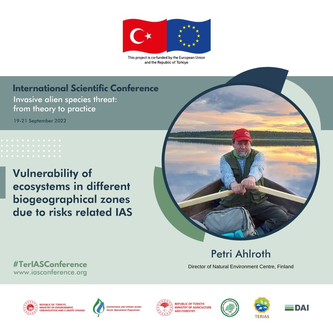teriasturk_eu's tweet photo. Petri Ahlroth, Director of Natural Environment Centre at Finland will be giving a keynote speech titled “Vulnerability of ecosystems in different biogeographical zones due to risks related IAS” at the #TerIASConference.
Visit https://t.co/bIFgO9taYg to register now! https://t.co/6cw6RyDZCh