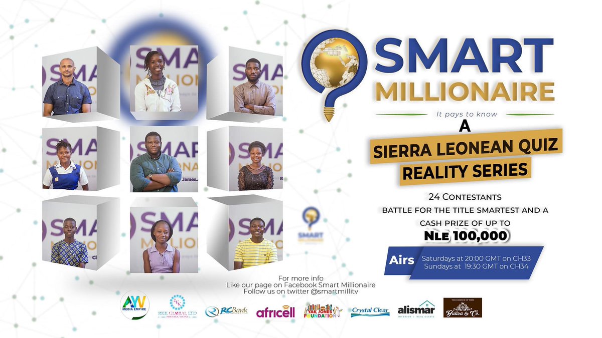 Salonemessenger's tweet photo. The heat is on, last week James Ade Williams became the 1st contestant to secure a place in the Smart Millionaire™️ finals❗ 

This weekend the challenge continues on Ayv Sierra Leone  AYV Entertainment 

🎉Sat 17th on Ch33 @8:00pm📺
🎉Sun 18th on Ch34 @7:30pm📺

#salonemessenger https://t.co/DhArxwXsca