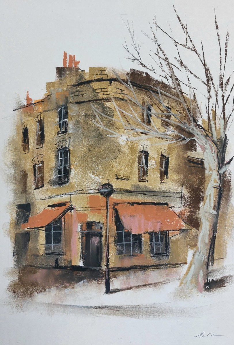 A pastel sketch. 
Cafe on Redchurch Street. 
18x23cm