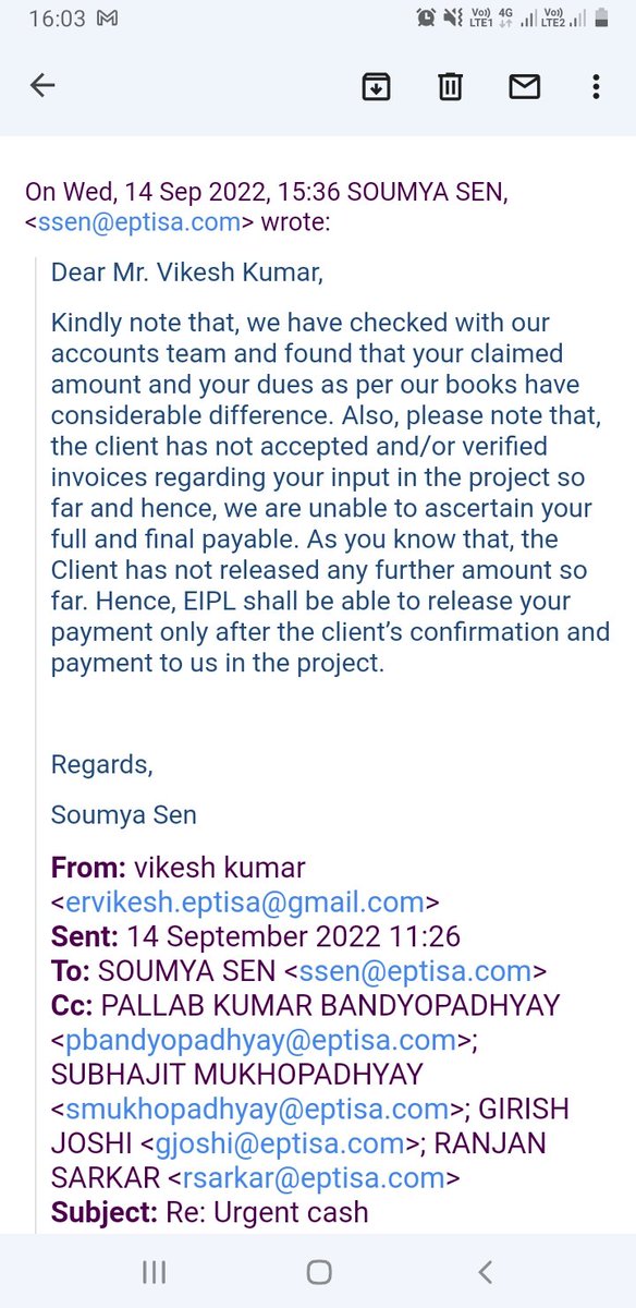 NAKSHAKENDRA's tweet photo. Monopoly of a company regarding our due payment.
No any where written in my Joining letter regarding this; if client will give then I'll give you payment.
@eptisa @SmartCities_HUA @eptisa_ti @SachTakNo1 @prvnraj988 @yadavtejashwi @NitishKumar @LabourMinistry https://t.co/zI2ojUHxJs