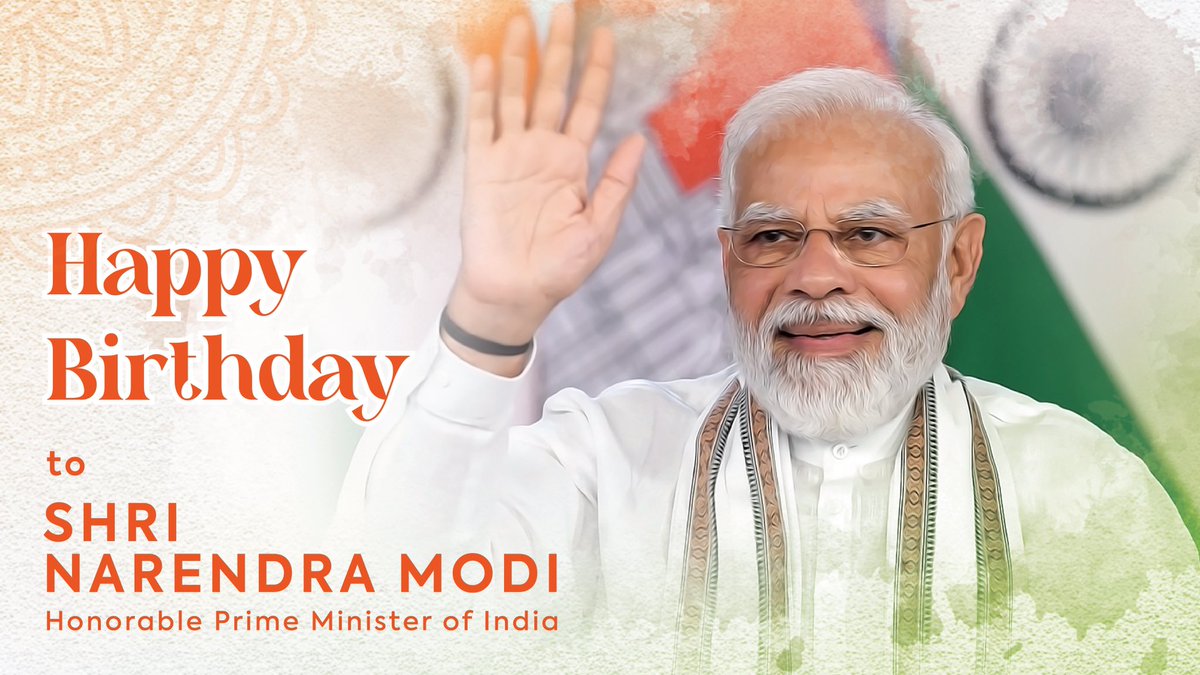 @FIANYNJCTNE Wishing a Happiest Birthday to Shri Narendra Modi . Honorable Prime Minister Of India 🇮🇳 💐 May God bless you every day with great good health. 🙏🏻✨✨@narendramodi @PMOIndia #NarendraModi #HappyBirthdayModiji #PMofIndia #modiji