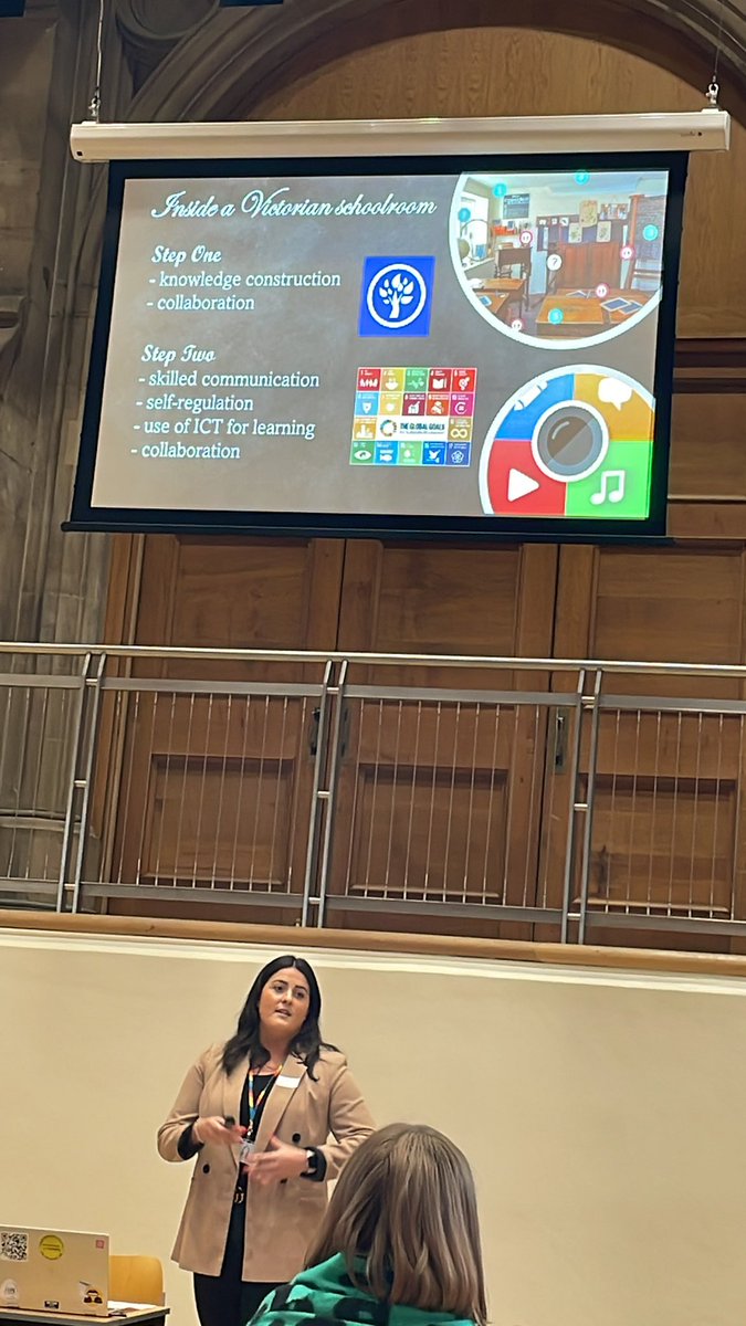 AJOBPickard's tweet photo. Andrea @esmsedinburgh talking about one of my favourites things and how using @ThingLink_EDU can bring topics like Victorians alive whilst developing #21CLDSkills and @SDGoals 👏☺️🫶🏼 #TeamMIEEScotland https://t.co/FwX1zfJJV3