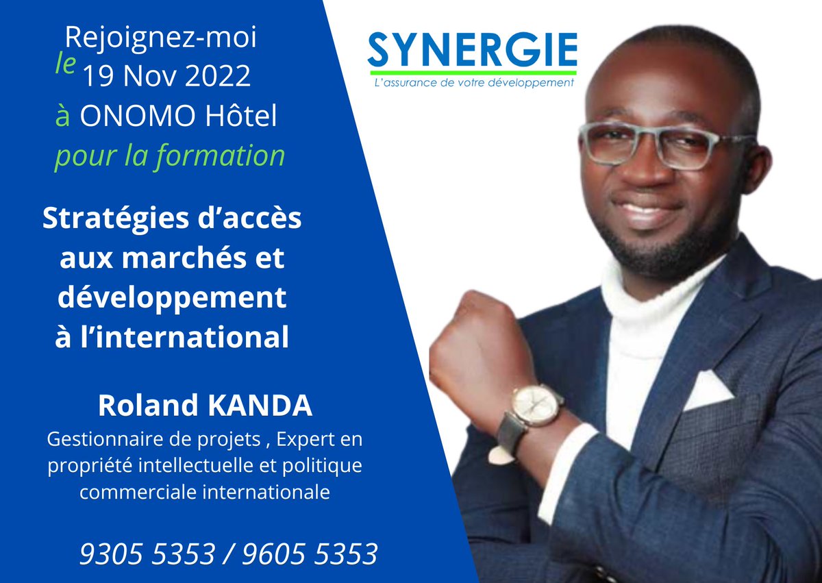 Rendez-vous le 𝟏𝟗 𝐧𝐨𝐯𝐞𝐦𝐛𝐫𝐞 𝟐𝟎𝟐𝟐 pour vous donner et vous expliquer  𝐚𝐯𝐞𝐜 𝐝𝐞𝐬 𝐜𝐚𝐬 𝐩𝐫𝐚𝐭𝐢𝐪𝐮𝐞𝐬, 𝐥𝐞𝐬 𝐬𝐭𝐫𝐚𝐭𝐞́𝐠𝐢𝐞𝐬 de développement à l'international.

Réservation:
93 05 53 53 / bit.ly/3QNbBjn