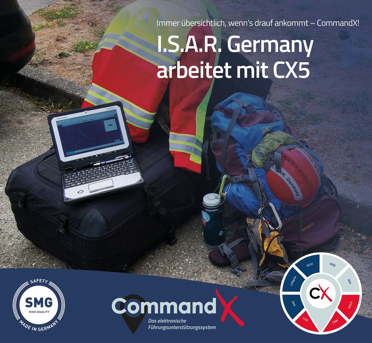 EurocommandGmbH's tweet photo. CommandX CX5 im Einsatz bei einer realitätsnahen Einsatzübung der @ISAR_GERMANY. Dabei ging es um die Suche von verschütteten Personen
https://t.co/ShDyreO4aX
#eurocommand #commandx #führungsunterstützung #DLR_MACS #bevölkerungsschutz #katastrophenschutz #LIVE_Mapping #ISAR #DLR https://t.co/kyo1pUNNc6