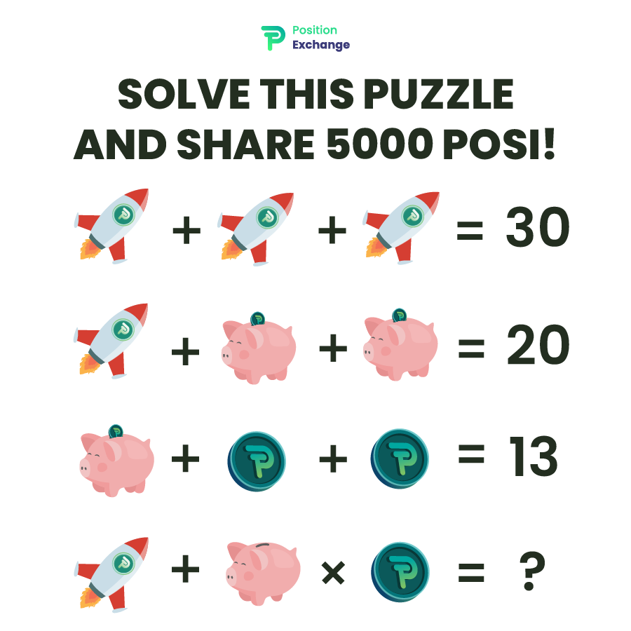 How good are you at math? 🤭

1. Drop your answer 

2. Follow <a href="/PositionEx/">Position Exchange</a> 

3. Join and stay t.me/PositionExchan…

4. Like, RT, tag 3 friends, hashtag #PositionEx

Win and share 5000 POSI when like reach 2000 or <a href="/PositionEx/">Position Exchange</a> reach 259,000 followers 👛