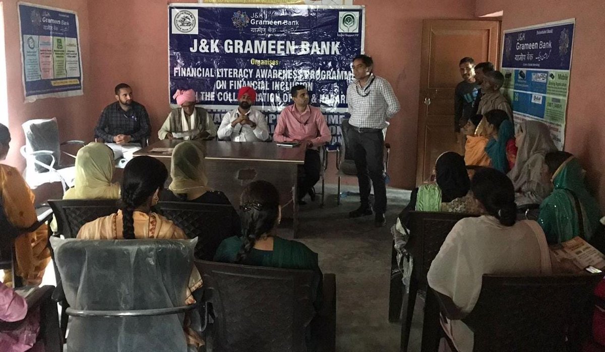 DigitalJkgb's tweet photo. Financial Inclusion and insurance  department under the guidance of Sh. Sanjay Gupta Chairman, J&amp;K Grameen Bank in collaboration with NABARD organized Village Level Programmes under Branch Office Mahanpur, Marta Nagrota, Bhoond, Duggan &amp; Brij Nagar for people of targeted groups https://t.co/Vzav69Zf3c